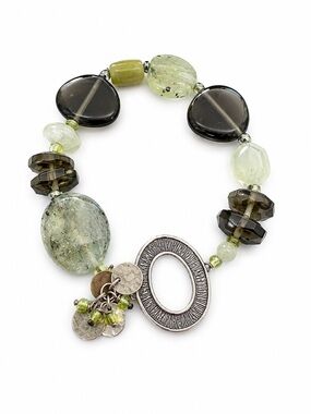 Silpada Green and Smoky Bead Charm Bracelet